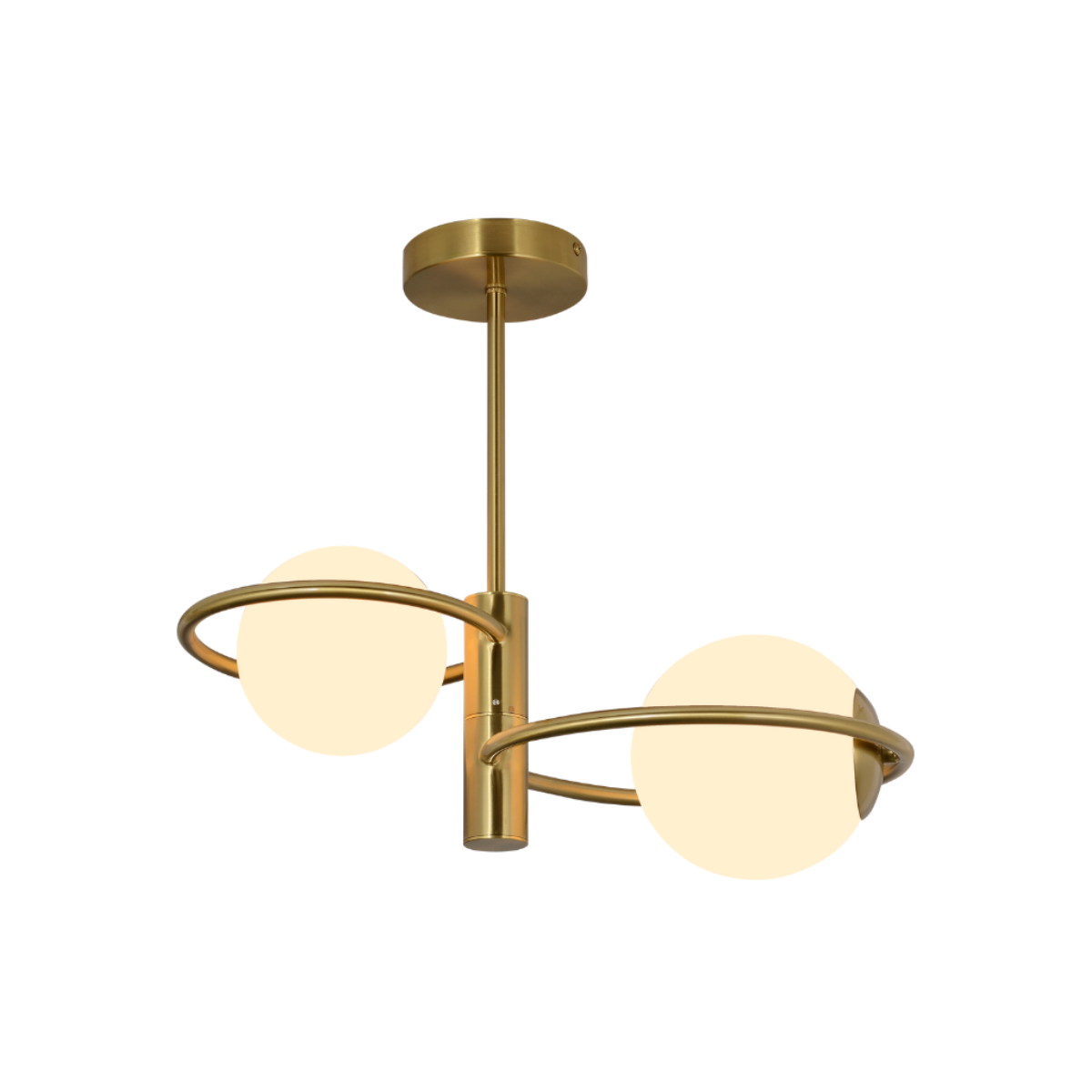Złota lampa sufitowa Dorado Ring 2 z mlecznymi kloszami